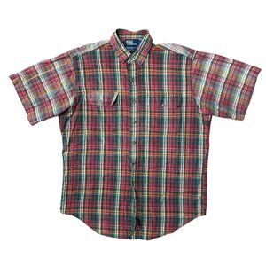 Polo Ralph Lauren Shirt Mens Large Indian Hunter Plaid Button Short Sleeve